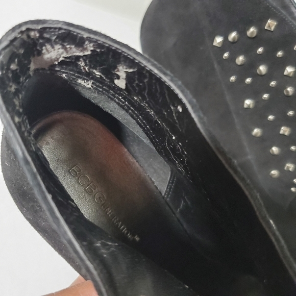 BCBG BG-Model Black Suede Studded Heels Booties Sz 9B Sexy Fairy Grunge Whimsi - Picture 9 of 10